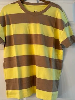 NEW in Package Isaac Mizrahi Live Yellow and Tan Stripe Rugby Tee